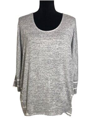 Market & Spruce Ansell Scoop Neck 3/4 Dolman Knit Top in Gray - Size Large